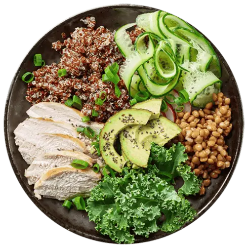 healthy plate with slimming meal